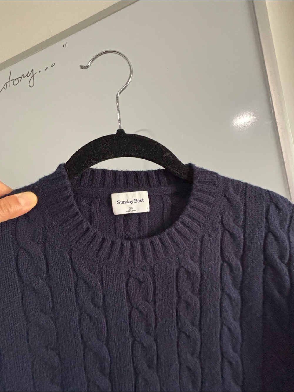 Sunday Best - Navy Cable Knit Crewneck Sweater - Picture 7 of 10